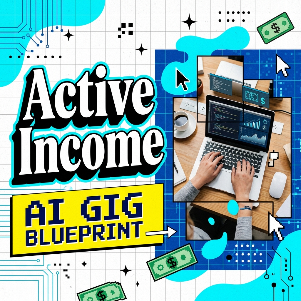 Active Income Online with AI Tools Retro-Brutalist Cover