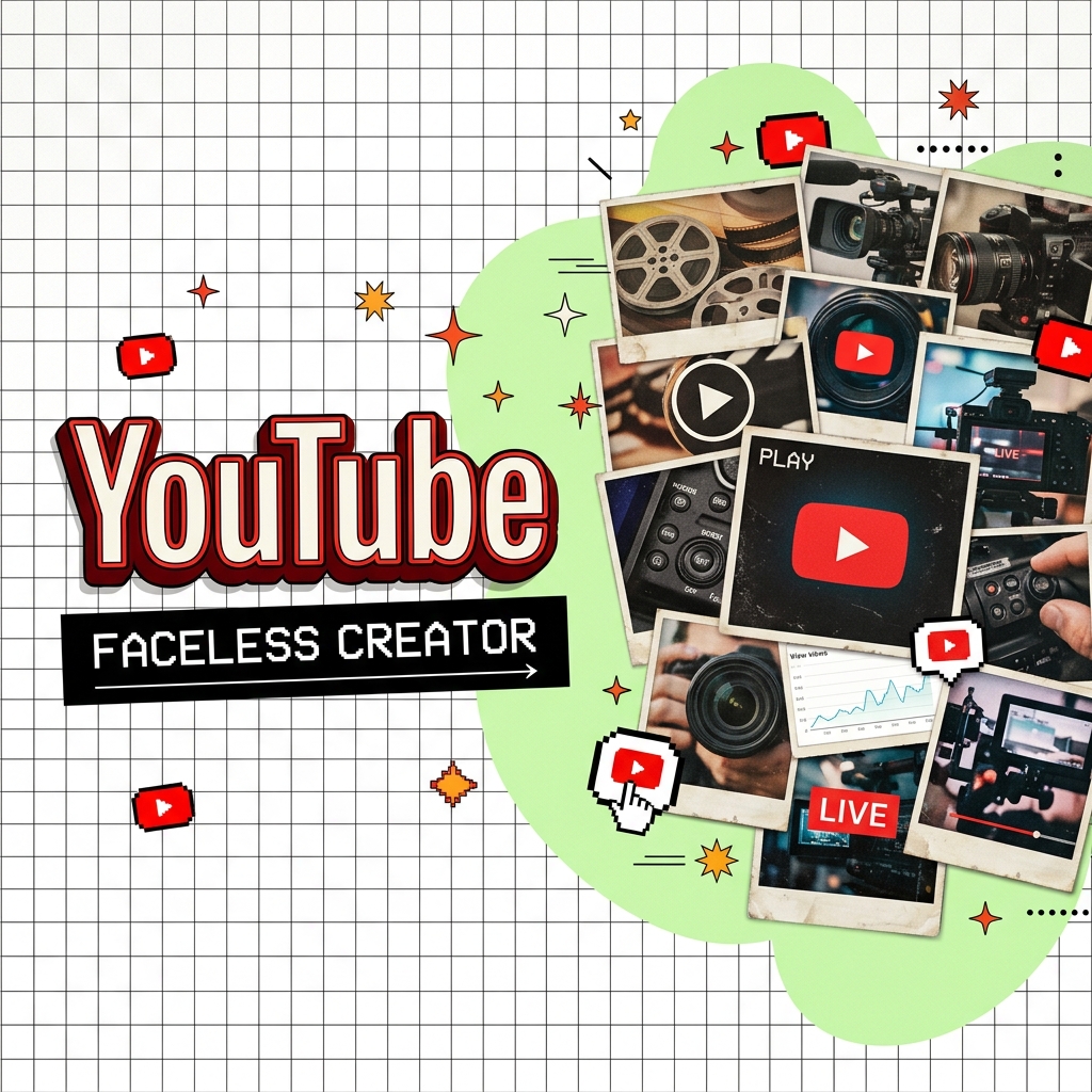Faceless AI YouTube Channel Retro-Brutalist Cover