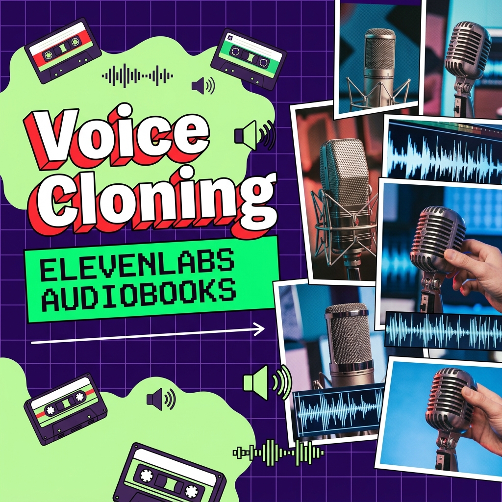 ElevenLabs Voice Cloning & Audiobooks Retro-Brutalist Cover